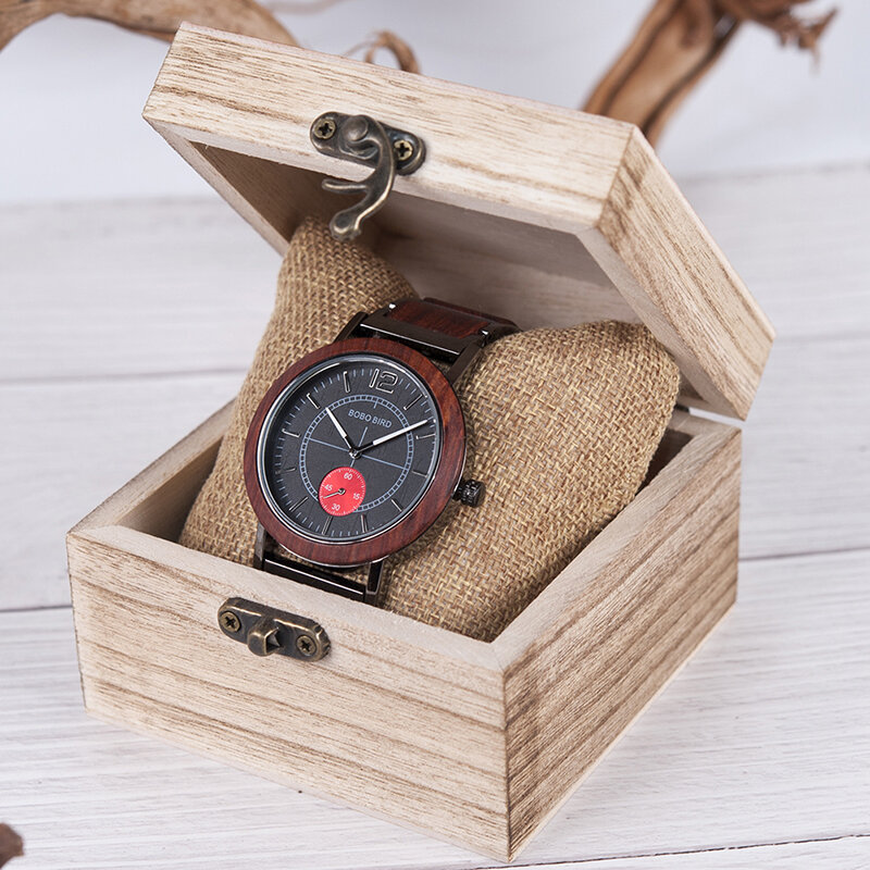 BOBO BIRD jam tangan pecinta kayu Set jam tangan wanita bergaya mewah merek terkenal hadiah khusus pria cocok untuk pria