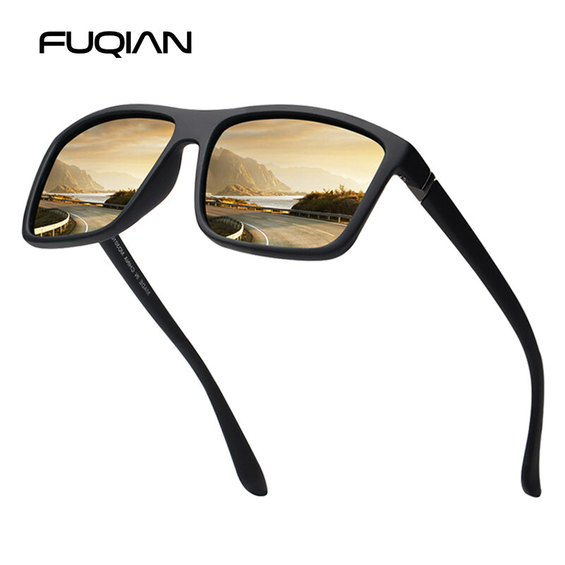 Occhiali da sole polarizzati quadrati neri classici occhiali da sole blu specchio moda uomo occhiali da sole Unisex Vintage antiriflesso UV400