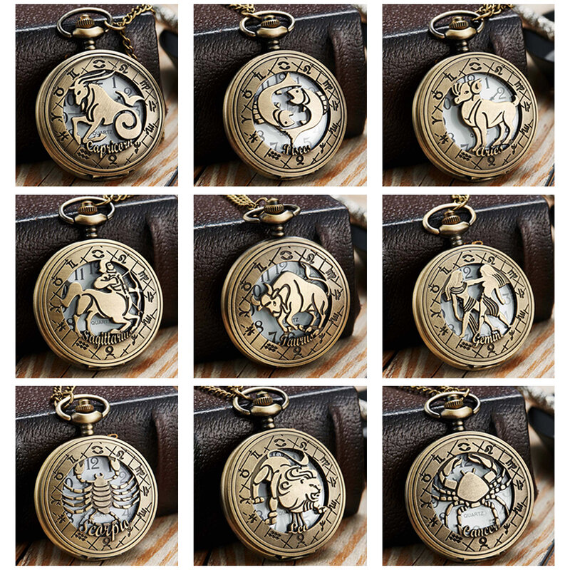 12 kreatywnych oryginalny naszyjnik konstelacji zegarki kieszonkowe torba w stylu retro zegarki tanie prezenty świąteczne