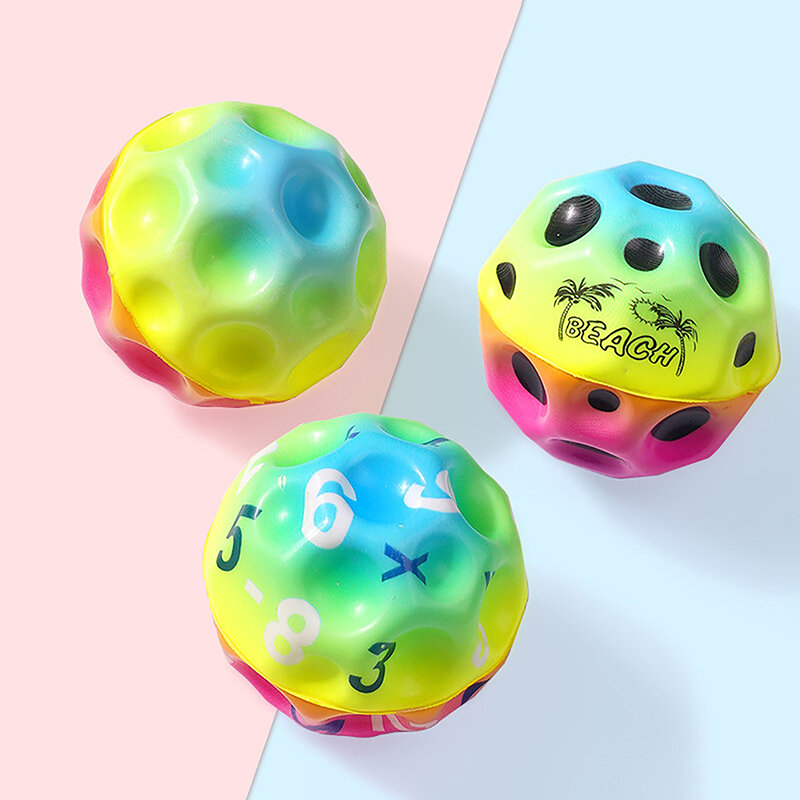 High Resilience Hole Ball Soft Bouncy Ball Anti-fall Moon Shape Porous Bouncy Ball Kids Indoor Outdoor Toy Ergonomic Design