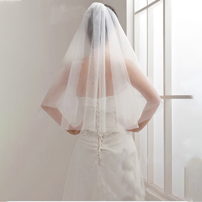 Voile de mariage court pour patients, cheveux blancs, tulle blanc, fête, mariées et femmes