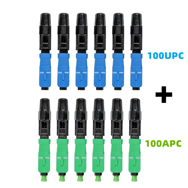 Conector de fibra óptica Sc apc, modo único, conector rápido, ftth, frete grátis, alta qualidade, 100pcs