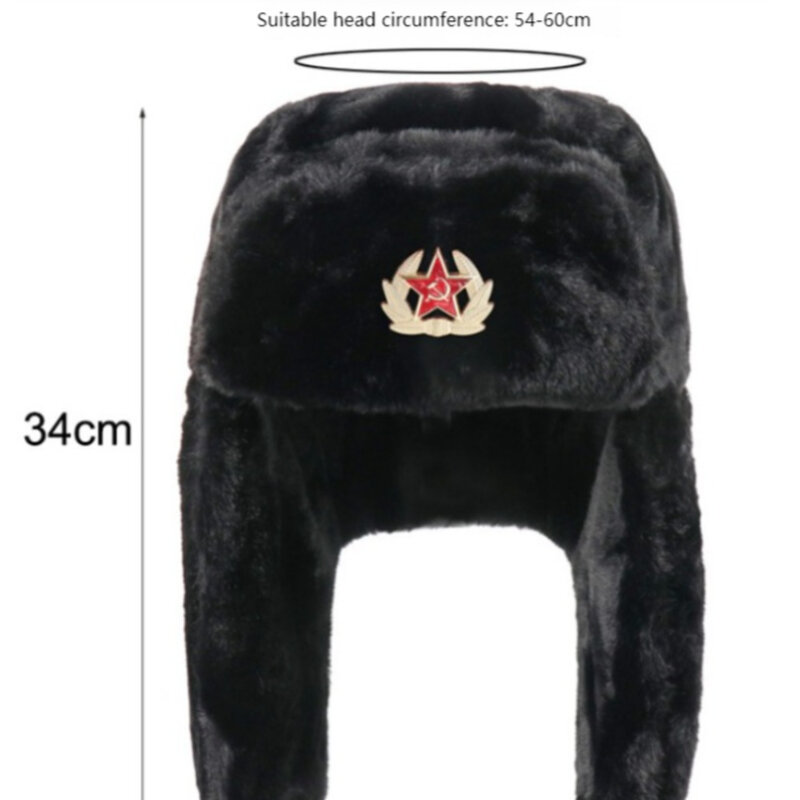 Chapéus russos ushanka trooper trapper chapéu quente inverno chapéus de caça chapéu com aletas de orelha aviador chapéu falso piloto boné de caça