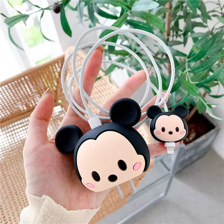 Disney Anime Figures Mickey Minnie Spiderman Alien Mike IPhone 13 5/18/20W PVC Charger Head Protective Cover Birthday Gifts