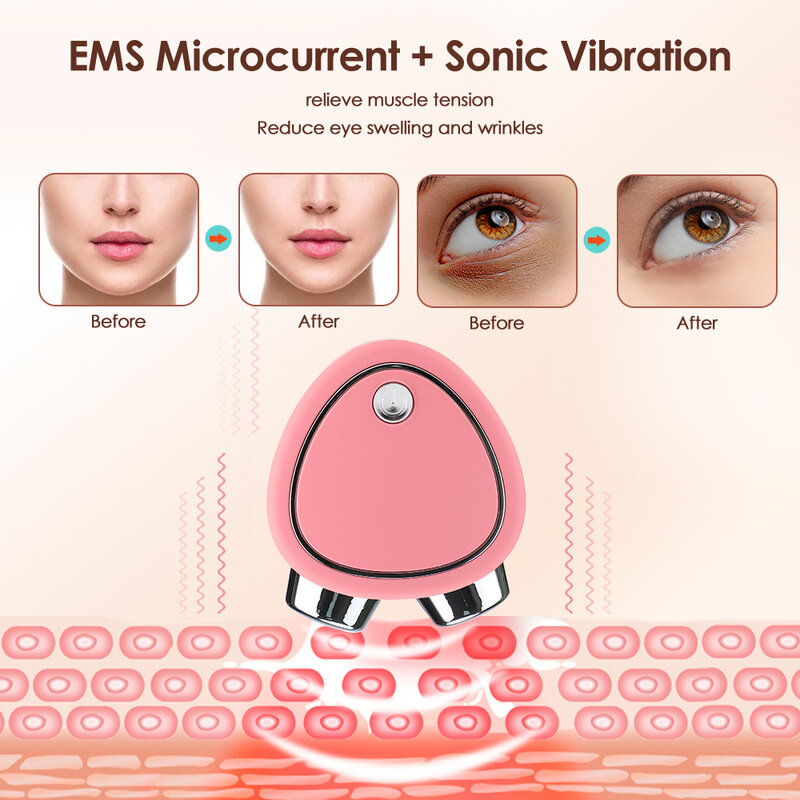 Pemijat Rol Pengangkat Wajah Elektrik Portabel EMS Getaran Sonik Arus Mikro Alat Kecantikan Pijat Pengencang Kulit Pengangkat Wajah