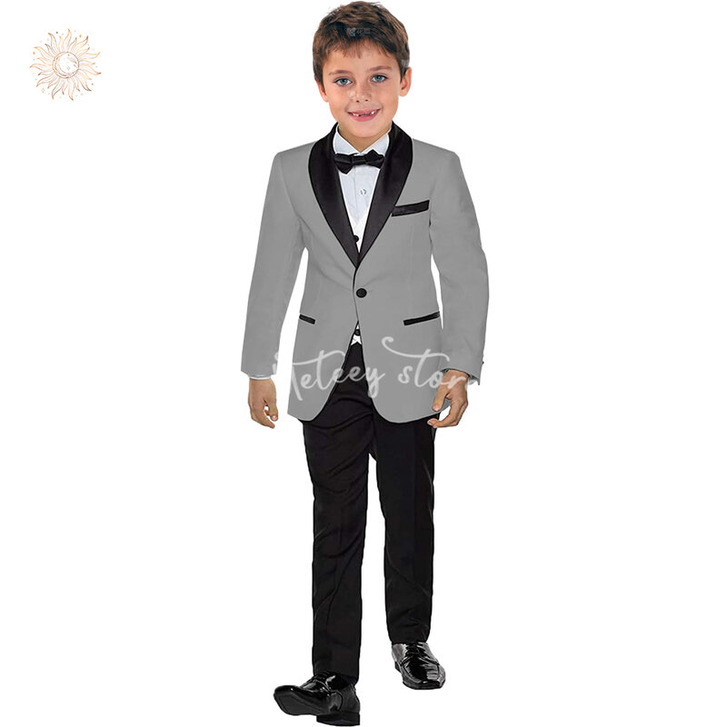 男の子の正式なtuxedoスーツ、プロの衣装、リングの滝、1つのブレスト、幼児、2個