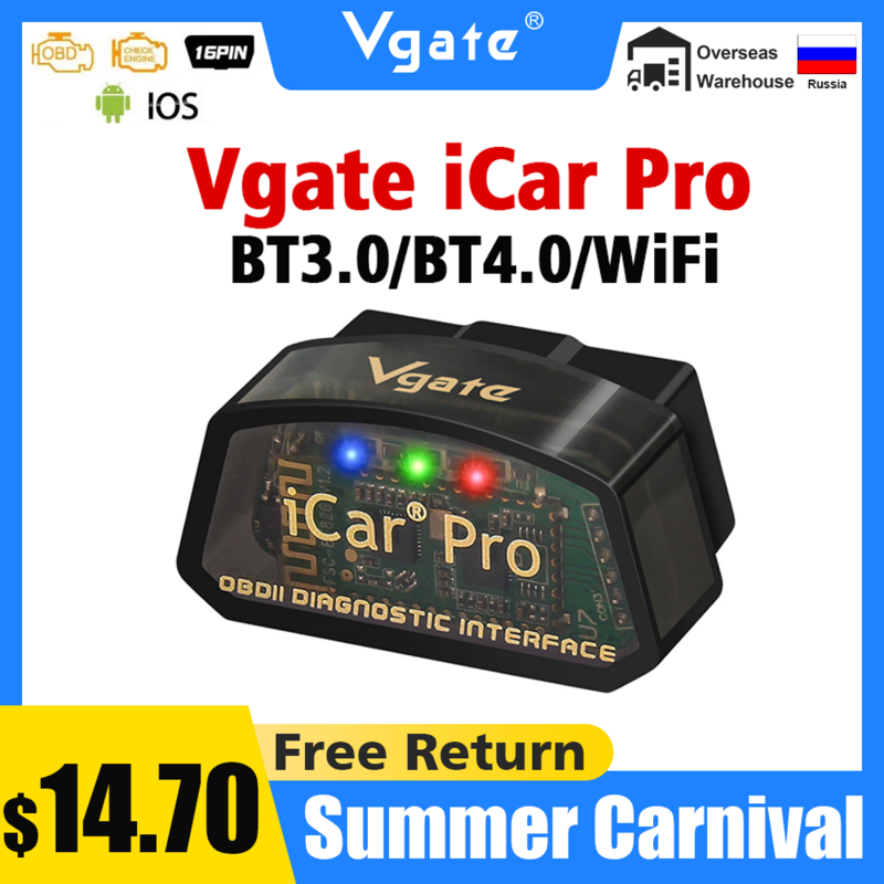 Vgate-herramienta de diagnóstico automático para coche, escáner iCar Pro elm327 V2.3 OBD 2 OBD2, WIFI, Bluetooth 4,0, para IOS, ODB2 PK ELM 327 V1 5