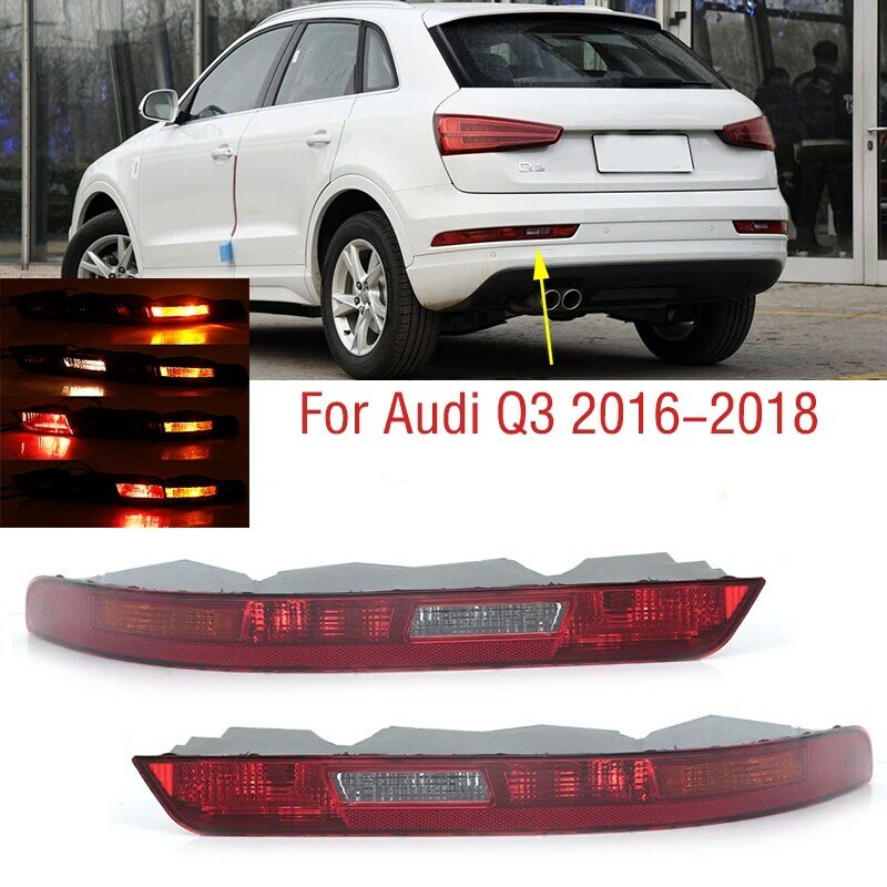 For Audi Q3 2016 2017 2018 Car Rear Bumper Brake Light Tail Warming Turn Signal Reflector Lamp
