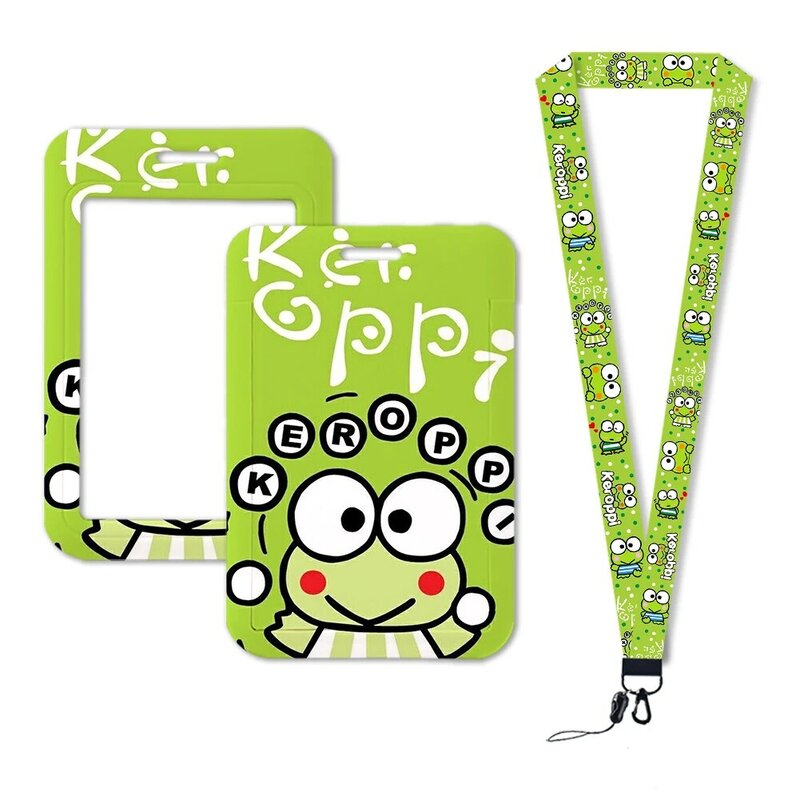 W Sanrio Keroppi, шнурок, милая лягушка, персонализированные Мультяшные Детские держатели для идентификационных карт, Женский держатель для удостоверения личности