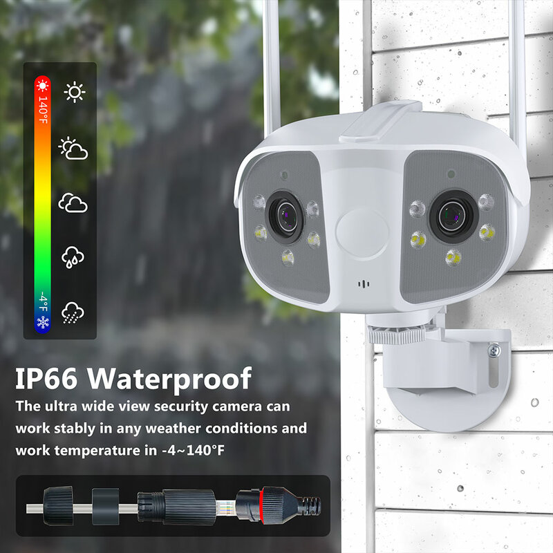 Neue Outdoor 4k 8mp 180 ° Ultra Weitwinkel Panorama WiFi Dual-Objektiv feste IP-Kamera ai menschliche Erkennung Überwachungs kamera
