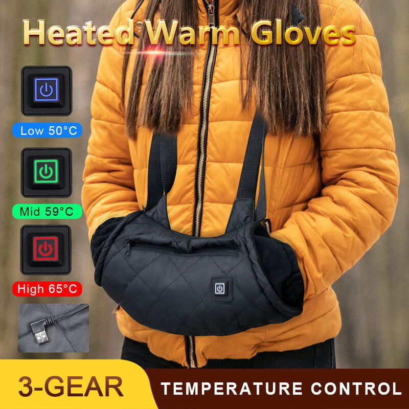 Calentador de manos eléctrico con calefacción rápida, guante térmico, bolsa de cintura, ajuste de tres engranajes, calefacción inteligente para invierno, guantes para exteriores