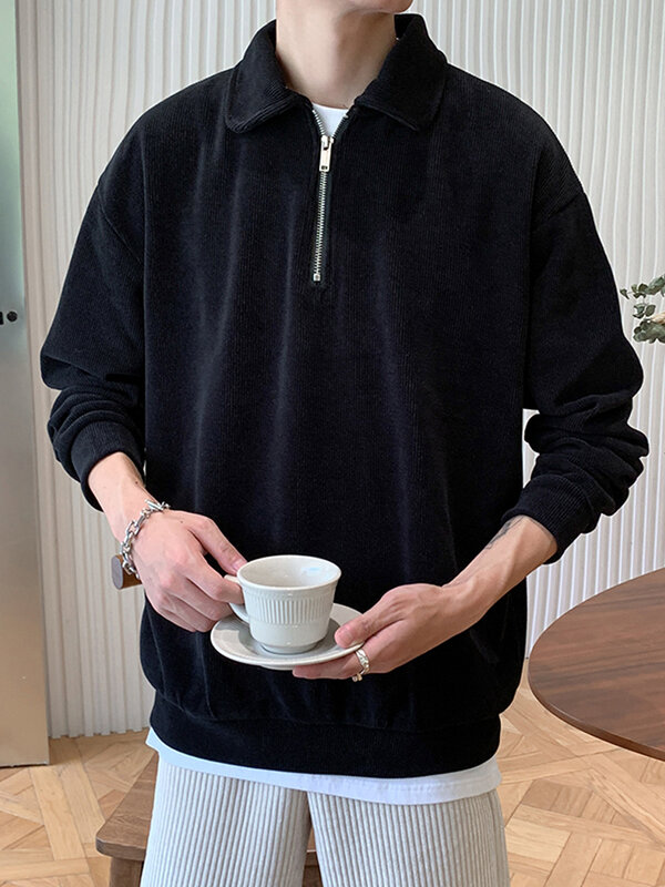 Свитшот мужской осенний, винтажный Свободный Повседневный дизайнерский однотонный свитшот в американском стиле, универсальная верхняя одежда в стиле Харадзюку