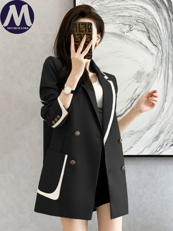 Женский блейзер весна-осень, новый элегантный блейзер с рукавом три четверти, корейская мода, повседневный свободный женский офисный Блейзер, пальто
