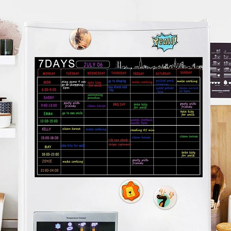 Set kalender penghapus kering magnetik 16x12 inci, perencana mingguan Organizer A3 papan putih untuk kulkas kulkas dapur Ho
