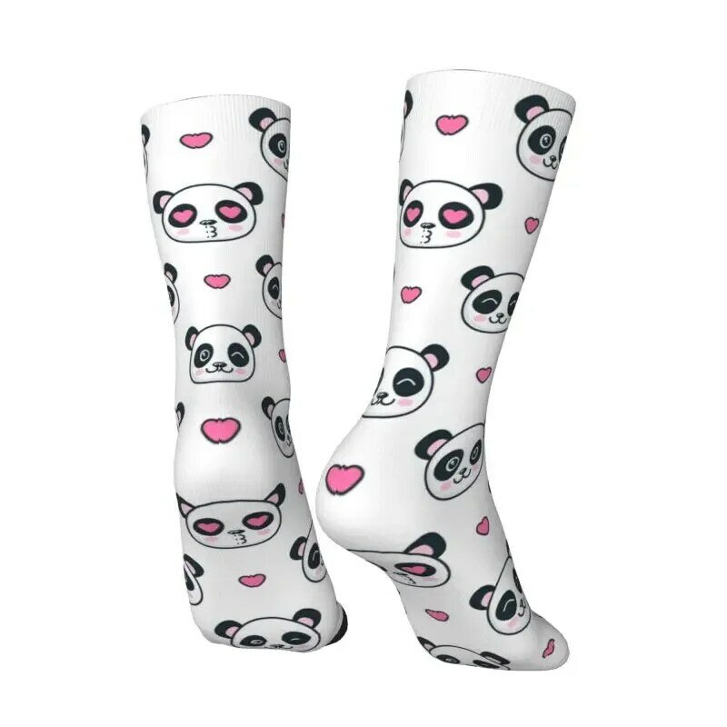 Panda Bears And Hearts Mens Crew Socks Unisex Fashion 3D Printed Cartoon Socks