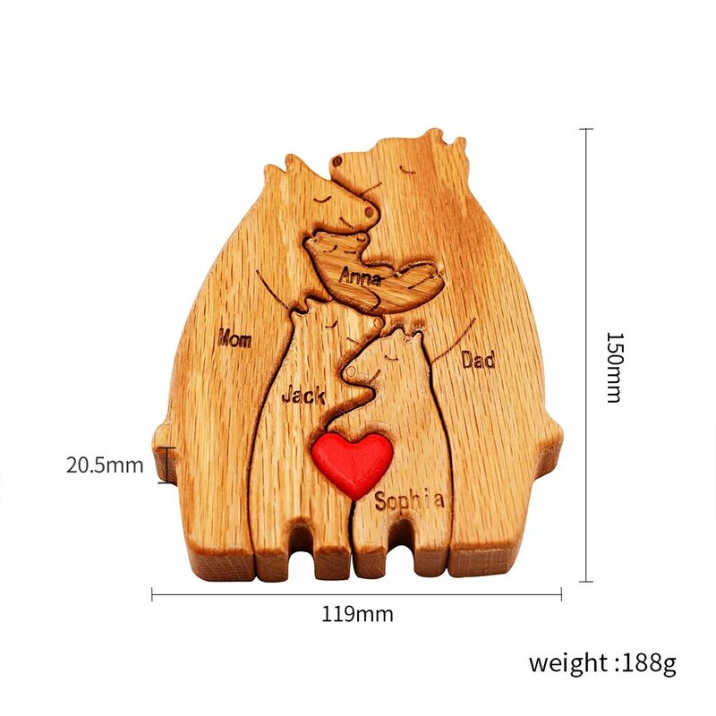 Персонализированный Деревянный медведь с именами семьи, подарок для украшения дома на День Матери
