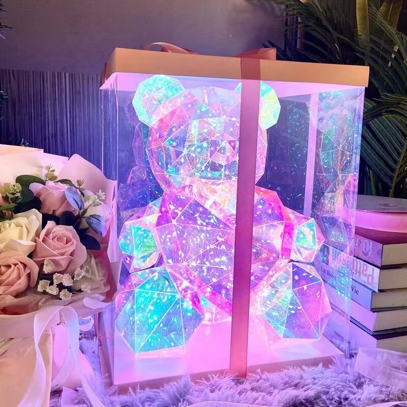 Luminous Te-ddy Bear Kids Gift Light artificial LED Iridescent Colorful Romantic Girl friend Gift Surprise Birthday Valentine's