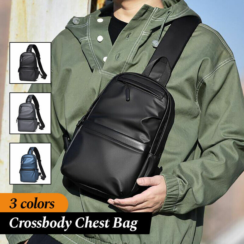 Men's Chest Pack Crossbody Bag Luxury Design  Soft PU Leather Handbag Sling Chest Bag Vintage Leisure Men's Shoulder Bag