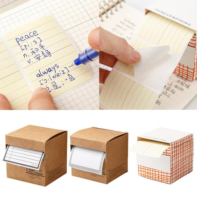 Puxando Tipo Sticky Note, sem sangramento, Sticky Note Roll, papel à prova de tinta, Peelable, Mini Memo Pad para Estudantes