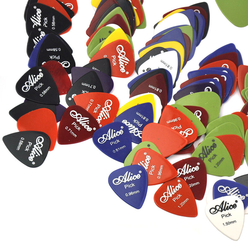 Alice piezas-púas de guitarra ABS lisas, colores surtidos, 6 grosores, 100 AP-P