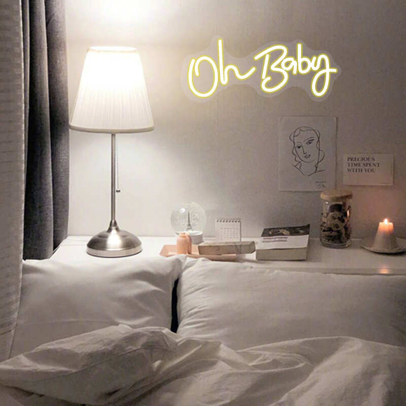 Oh, baby, neon, birthday decorations, party neon, adjustable warmlightLetters Neon Bar Signs Light Up Wall Decor for Teen Boys