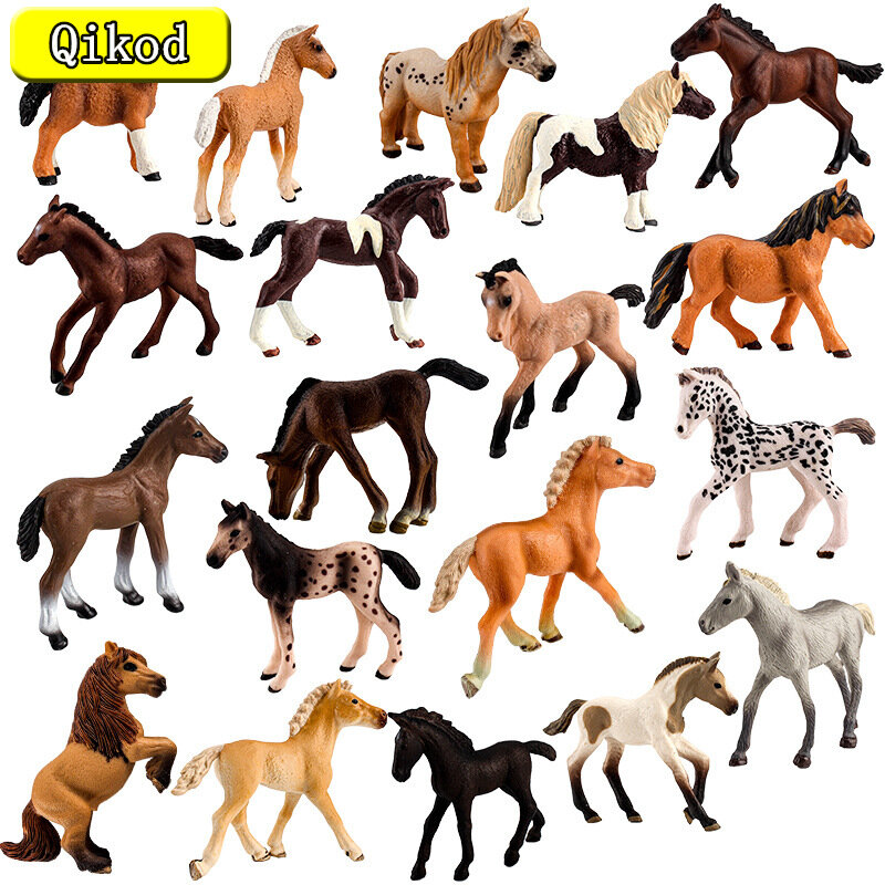 Figuras de caballo coleccionables clásicas, juguetes de simulación de colores surtidos, modelo de caballo, estatuilla de PVC, juego educativo para niños, 1 unidad