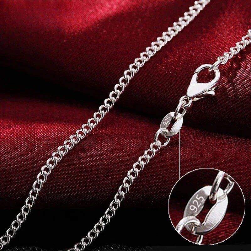 KCRLP Wholesale 925 Sterling Silver 16/18/20/22/24/26/28/30 Inch 2mm Side Chain Necklace For Women Man Wedding Charm Jewelry