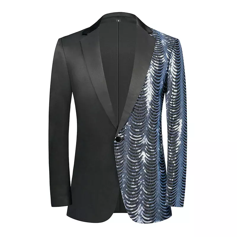Luxury Men Suit Sequins Black Blazer Groom Best Man Elegant Male Business Work Wear Office Party Jacket Coat Prom Dress