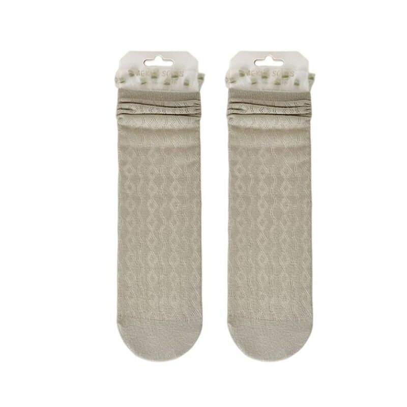 Calcetines elásticos de malla para mujer, medias de tubo medio, suaves, delgadas, cómodas, de Color sólido, para verano