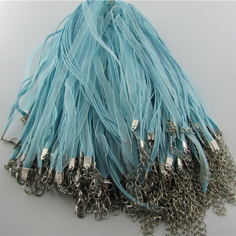 Cinta de Organza ajustable para fabricación de joyas, cordón con cierre de langosta, colores surtidos, 17-19 pulgadas, 10 unidades por lote, novedad de 2023