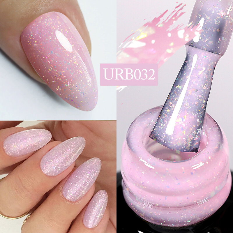 UR SUGAR 7ml Glitter  Rubber Base Gel Aurora Chameleon Pink Gold Flakes Varnish Soak Off Semi Permanent UV Gels Polish
