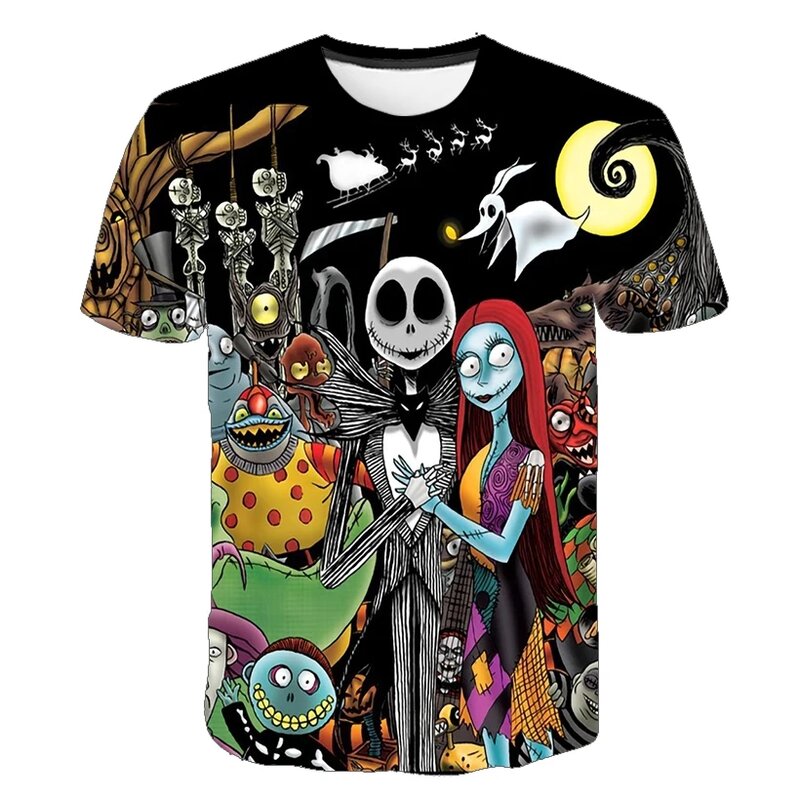 Halloween Disney T-Shirt The Nightmare Before Christmas Jack Skellington stampa 3D uomo donna moda T Shirt bambini ragazzi Tees top