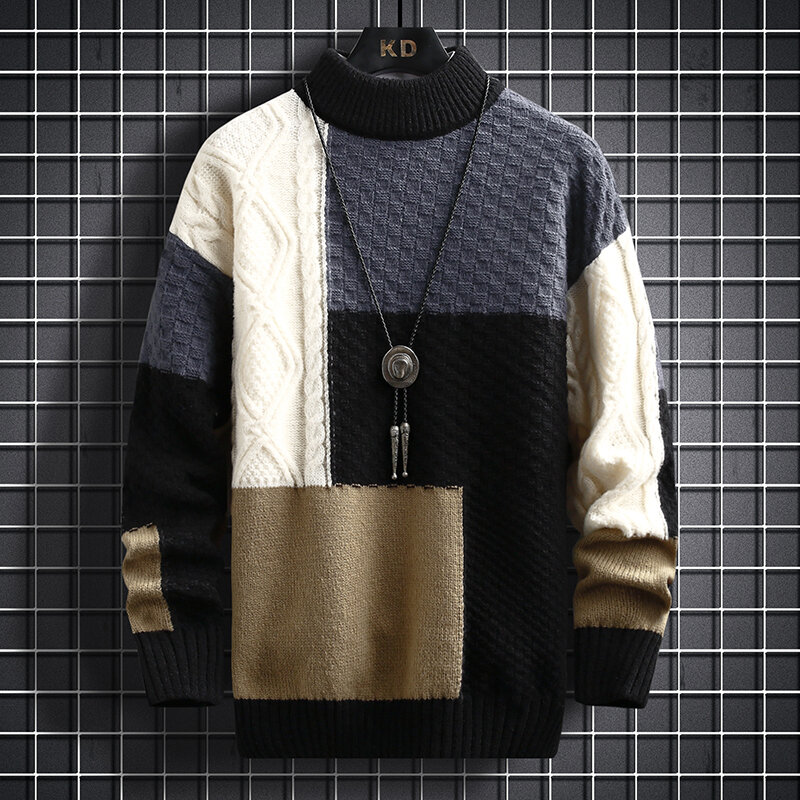 Sweater rajut hangat pria, S-3Xl Pullover leher bulat tebal musim gugur musim dingin 2023