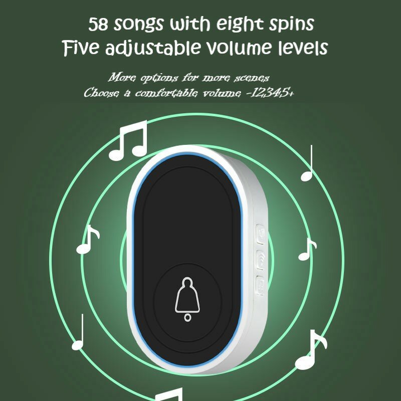 Casa campainha sem fio inteligente voz eletrônica alerta porta ling um receptor uma campainha ultra-longo alcance