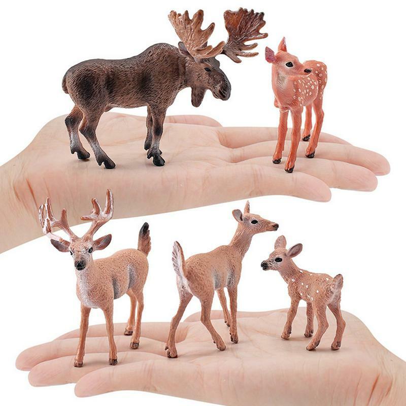 Figurine di cervo giocattoli 8 Pcs realistico Mini cervo Fawn Figurine giocattolo animali della foresta figure Figurine di cervo Cake Toppers educativi