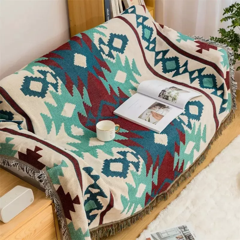Manta Bohemia Vintage para sofá, cubierta de silla blanda, toalla, tapiz de algodón, mantel, decoración familiar, estilo bohemio, regalo de Festival