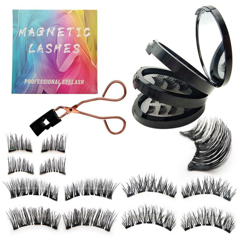 1 Set Magnetic Eyelashes Magnetic Magnetique Tweezer Bulk Mink 3D Magnetique Waterproof Eyelashes Wild Kit Lashes Faux M1I8