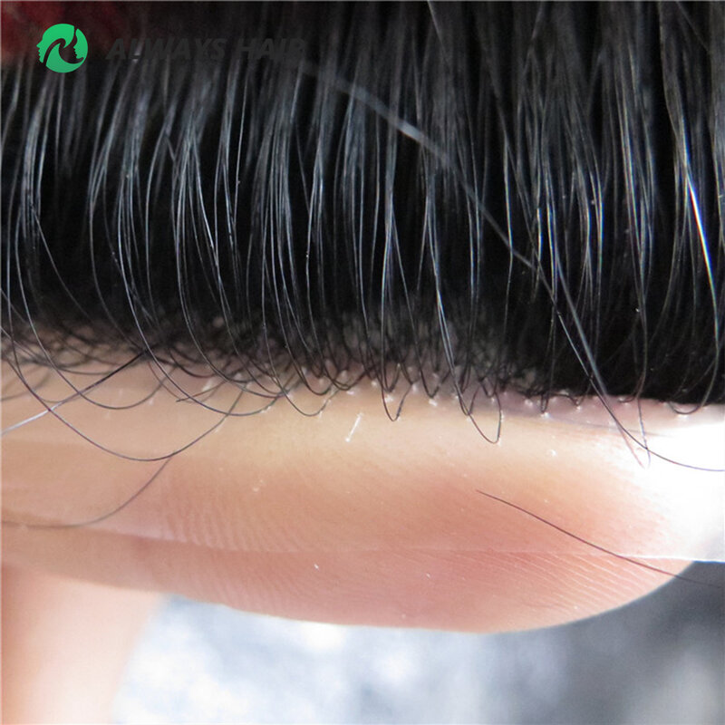 OS21-Nicht Nachweisbar Herren Toupet Alle V Schleife Super Dünne Haut Haar Ersatz System für Männer Natürliche Haaransatz Perücke Mann