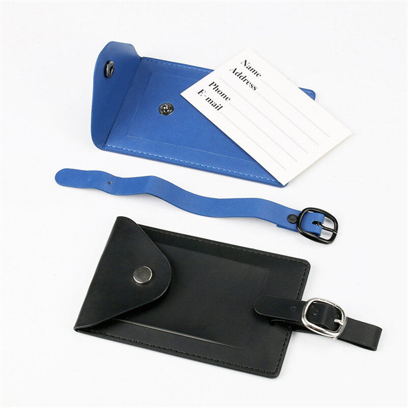 Etiqueta de equipaje de cuero Pu de 7 colores, accesorios de viaje, soporte de nombre de dirección de identificación de maleta, etiqueta de embarque de equipaje portátil