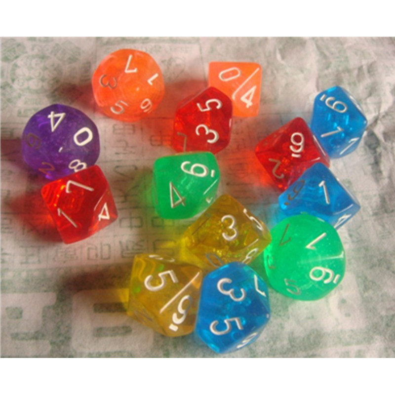 1pcs D10 Polyhedron RPG Dice 10-sides Accessories Transparent Multicolor Acrylic Dice DND Digital Game Dice