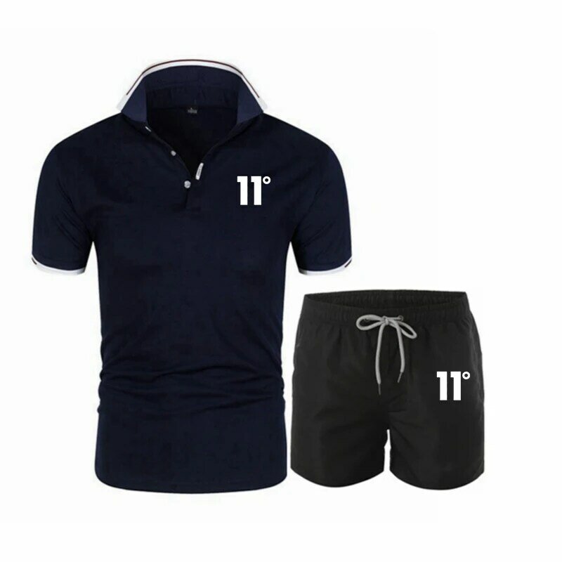 Summer sports two-piece running and fitness setquick drying short sleeved shortsfashionable casual Polo shirts breathable set
