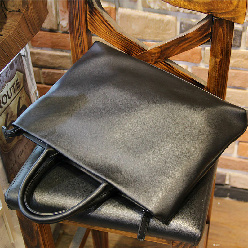 Деловой мужской портфель из искусственной кожи на молнии, роскошная сумка, повседневная черная Модная тонкая сумка для ноутбука