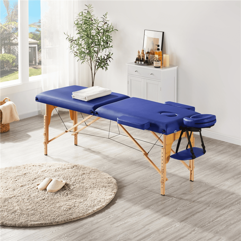 Lettino da massaggio portatile regolabile in legno a 2 sezioni da 84 ",
