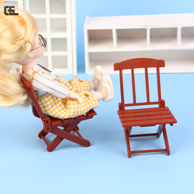 1/12 Dollhouse Simulation Foldable Beach Chair Dollhouse Miniature Furniture Accessories Dolls House Living Room Decoration