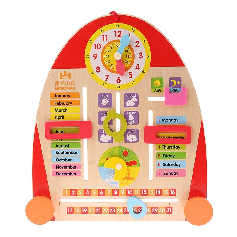 Kids Wooden Calendar Board Game Weather Season Time Teaching Clock Toys For Children Early Learning Educational Toy