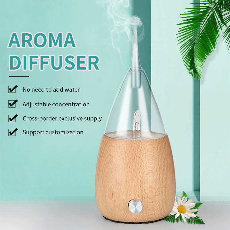 Dyfuzor zapachowy okrągła maszyna do aromaterapii z litego drewna, bezwodna maszyna zapachowa, kolorowa nebulizująca z wyższym rozpylaniem