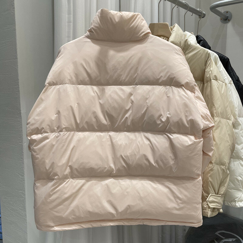 Solto grosso branco pato para baixo casaco para as mulheres inverno chique all-match gola quente outerwear novo casual puffer jaquetas