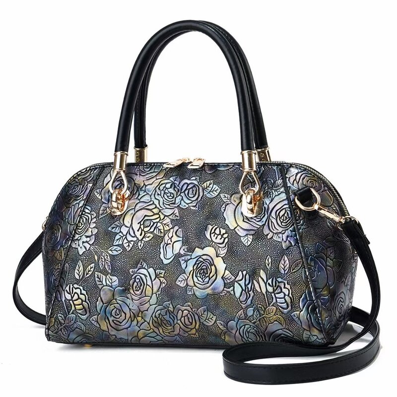 New High-end Embroidery Antique Copper Goose Egg Shaped Patchwork Texture One Shoulder Portable Large Capacity Women's Bag