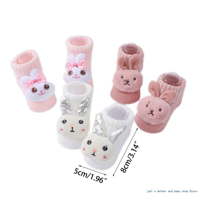 67JC 3 Pair Baby Lovely Dolls Knit Socks Set Toddlers Essential for Infant Boys Girls