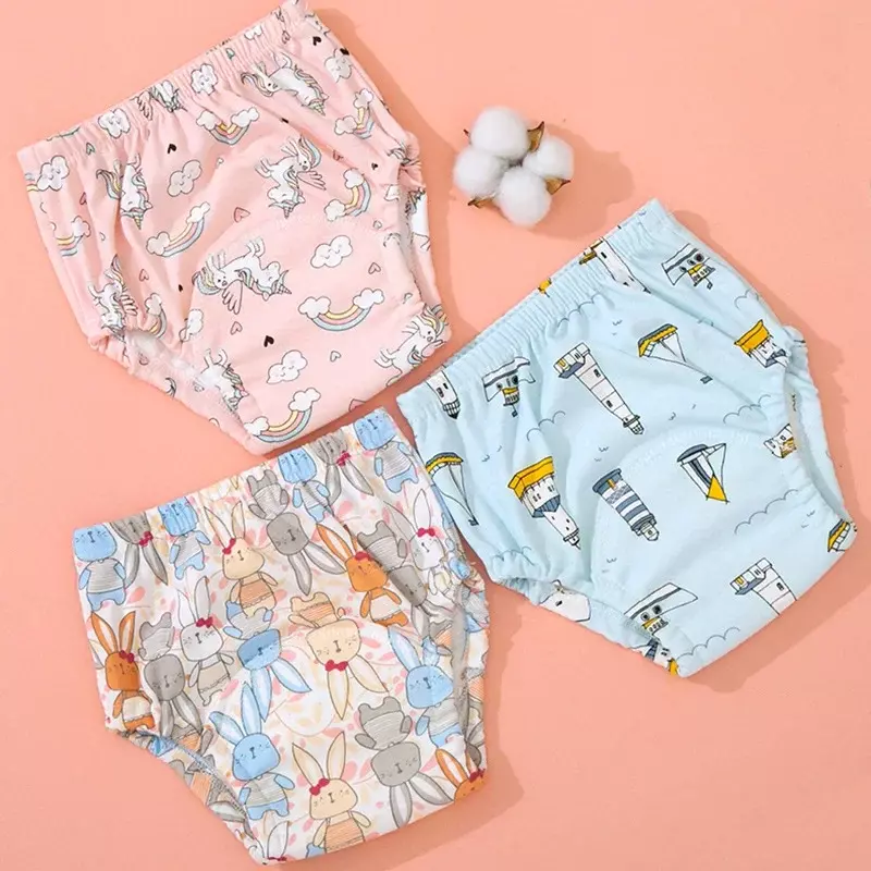 Celana latihan bayi dapat dicuci popok kain katun lembut isi ulang untuk balita anak laki-laki perempuan musim semi musim panas popok bernafas